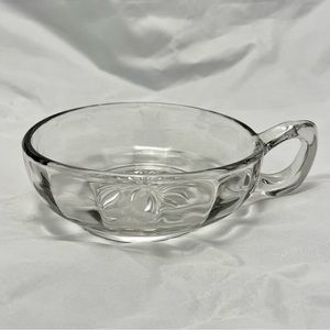 Clear Cut Glass Starburst Handled Bowl, Vintage EUC